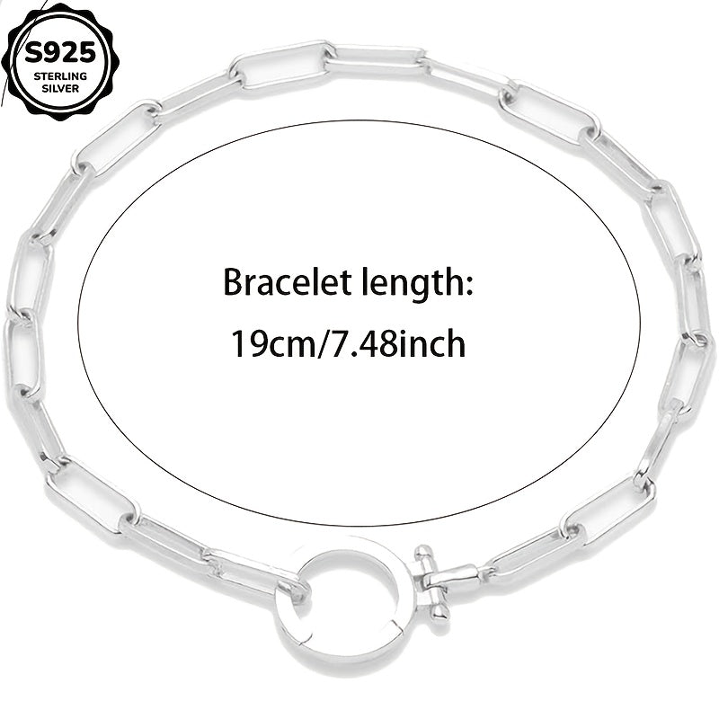 925 Sterling Silver Parker Link Bracelet for Women - Paperclip Chain Iconic Buckle Elegant Luxury Boho Bracelet Gift for Wife Mom Friend - Valentine's Day Christmas Birthday