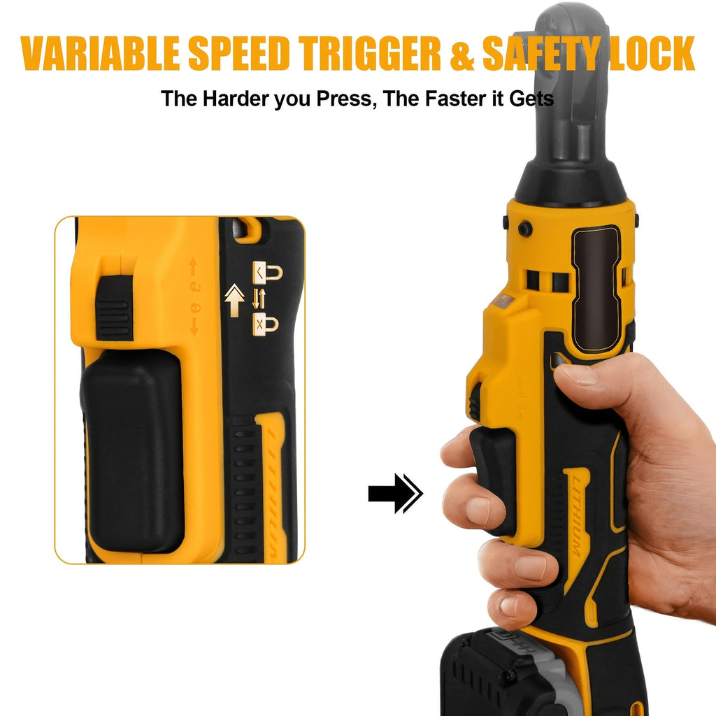 3/8-Inch Brushless Electric Ratchet Wrench Compatible with DeWalt 20V Battery Variable Speed with 1/4-Inch Adapter & 3-Inch Extension Rod – Tool Only (No Battery)