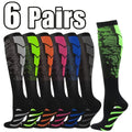 Compression Sports Socks 6-Pack Unisex Breathable Moisture-Wicking Polyester Knit Athletic Socks for Basketball, Football, Running, Hiking, and Outdoor Sports – Sizes S/M & L/XL
