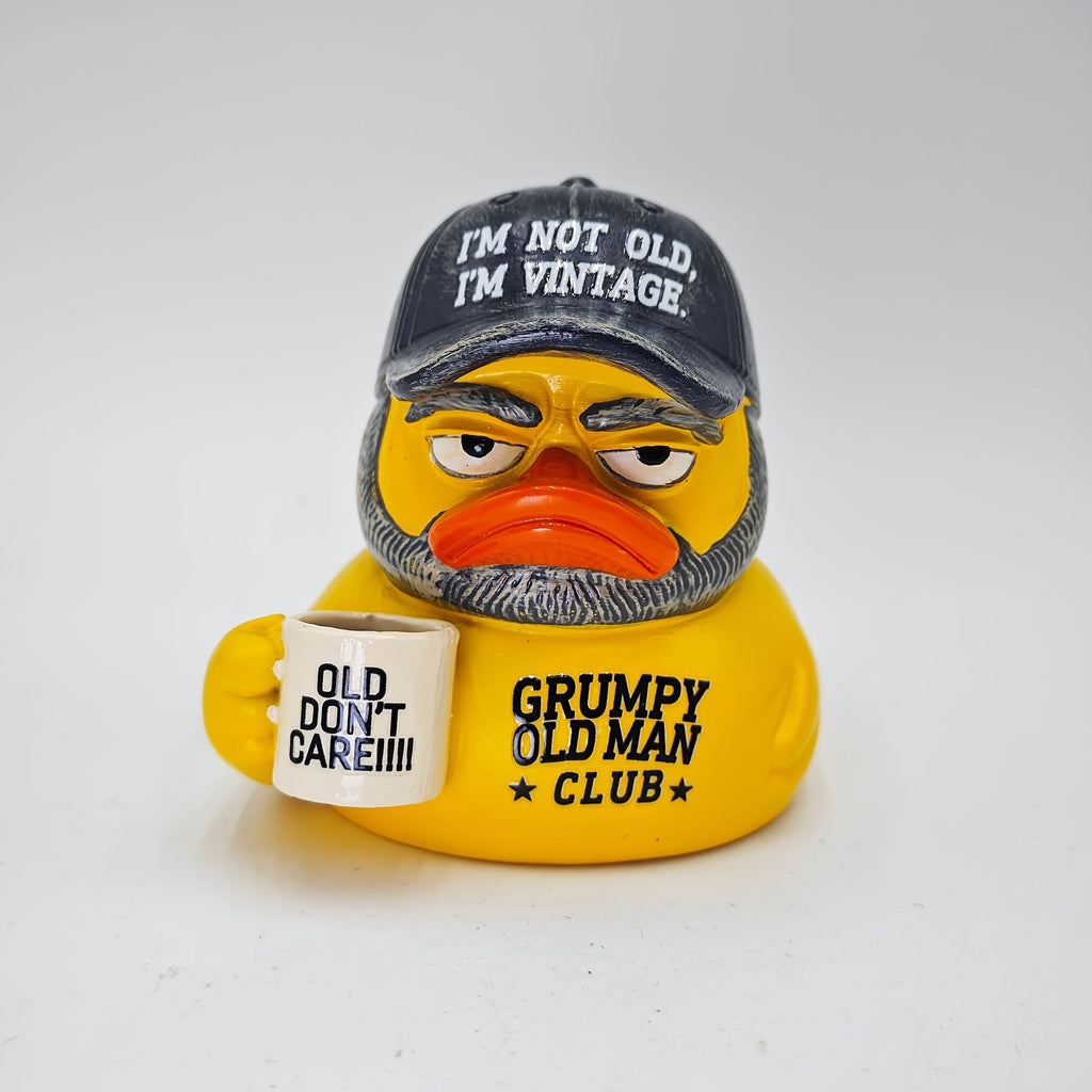 Old Man Club Duck - "I'm Not Old, I'm Retro" Humorous Resin Duck Ornament - Desktop & Office Decoration - Funny Novelty Statue Gift for Dad & Grandpa