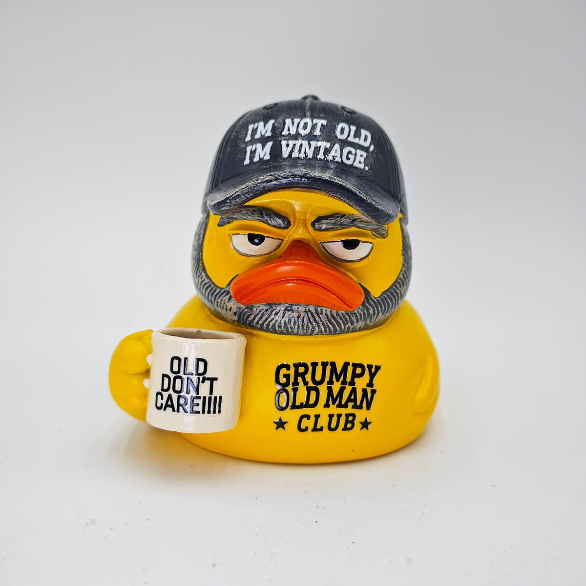 Old Man Club Duck - "I'm Not Old, I'm Retro" Humorous Resin Duck Ornament - Desktop & Office Decoration - Funny Novelty Statue Gift for Dad & Grandpa