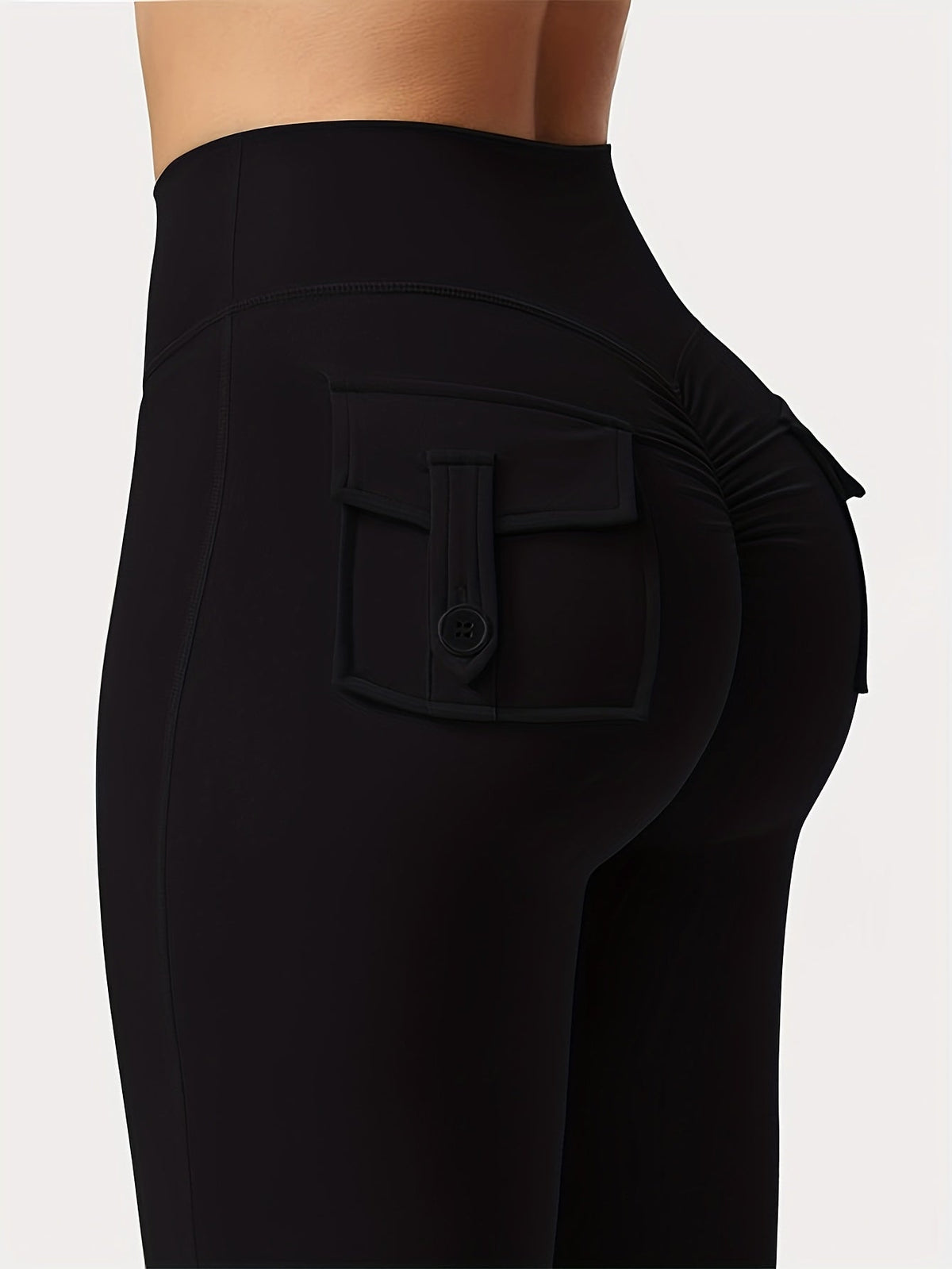 Women's High-Waisted Flare Pants 3-Pack – Butt-Lifting Tummy-Control Quick-Dry Cargo-Style Leggings, Tracksuit Casual Sports Full-Length Trousers (Black, Gray, Green)