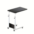 Height Adjustable Rolling Laptop Table with 4 Wheels & Dual Shelves – Mobile Workstation Desk for Bedside, Dorm, Office, and Living Room, Sturdy Steel Frame, Space-Saving Design