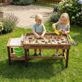 Kids Wood Sensory Sand and Water Activity Table with Sink Water Pump, 33 Sand Toys, Rake, Shovel - Indoor Outdoor Sandcastle Building Toddler Learning Sensory Play Gift for Boys Girls Ages 3+
