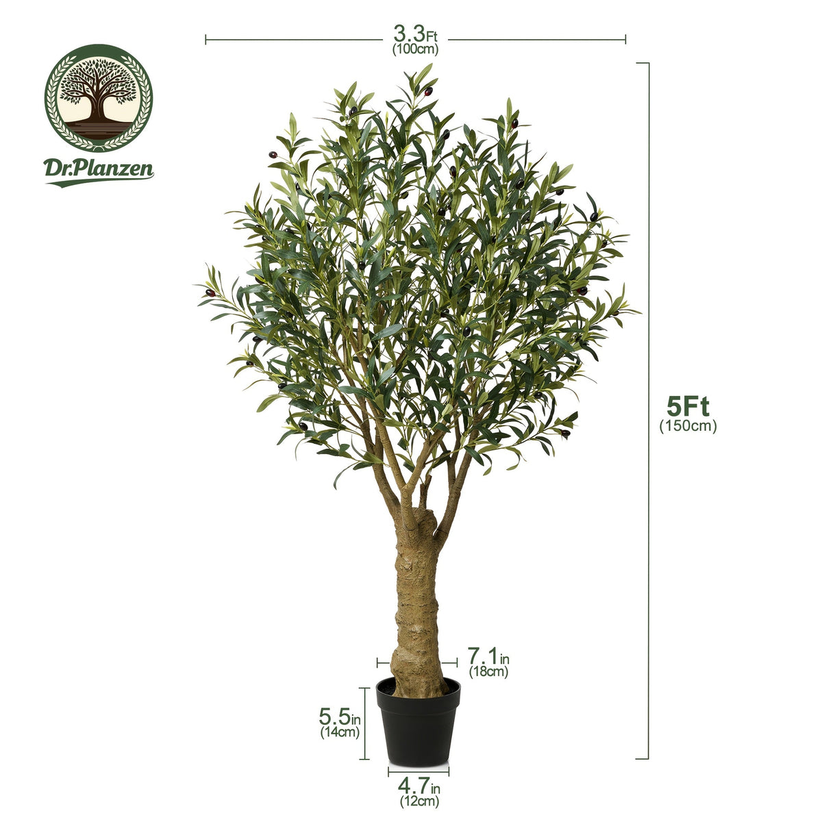 Artificial Olive Tree 5/6/7/8ft with Black Planter, Faux Olive Plant with Silk Leaves & Realistic Trunk, UV-Resistant Indoor Outdoor Home Office Living Room Bedroom Decor, No Maintenance