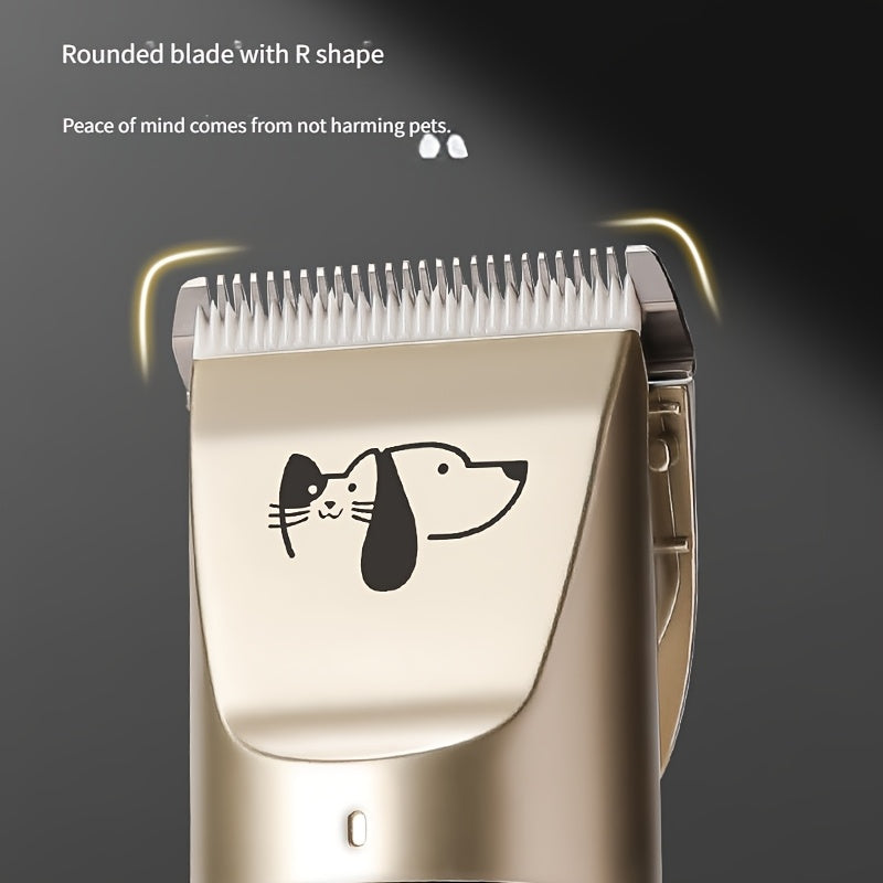 Professional High-Power Pet Grooming Clipper, Heavy-Duty Electric Dog and Cat Hair Trimmer for Large Breeds, Teddy Poodle Salon Use, Low Noise Corded Clipper, Golden