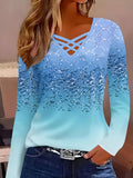 Women's V-Neck Long Sleeve Blouse Stretchy Casual Office Top Machine Washable All-Season Layering Shirt Sky Blue Green Peach S-XXL