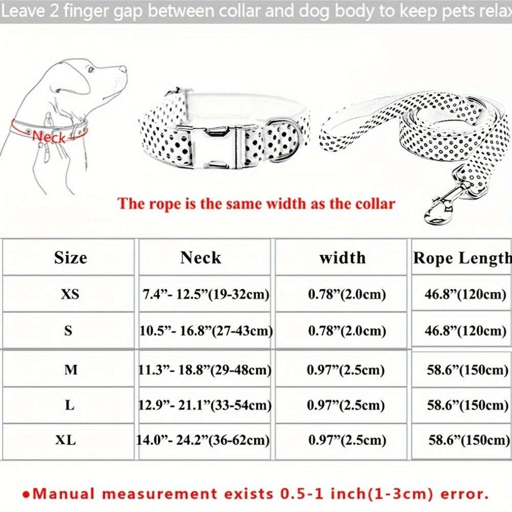Personalized Dog Collar with ID Tag - Customizable Anti-Lost Pet Collar in 21 Styles, Adjustable XS to XL for Small, Medium, and Large Dogs, Plaid, Floral, and Dot Patterns, Engraved Contact Information