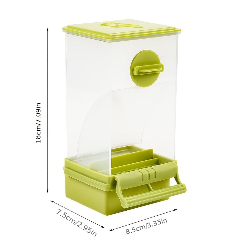 Parrot Automatic Feeder Anti-Spill Shell Separator Hanging Food Box for Cockatiels Budgies Parakeets – All-In-One No-Battery Bird Feeder with Anti-Splash Guard 1pc