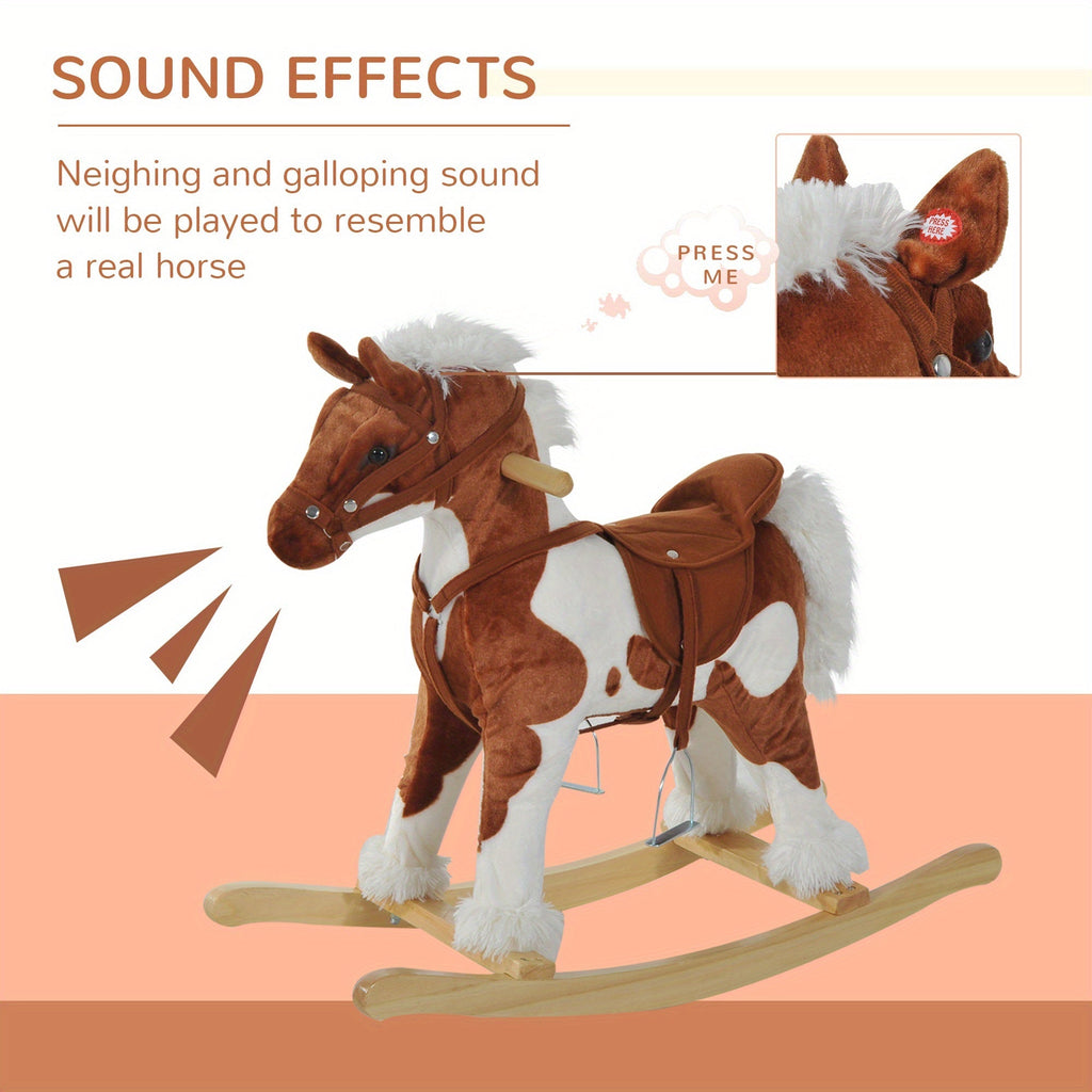 Kids Rocking Horse Ride-On Toy with Nursery Rhyme Music & Lights for Toddlers Ages 1-3, Classic Horse Rocker for Boys & Girls, Fun Indoor Ride-On for Early Development & Active Play