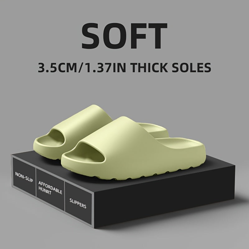 Unisex Slip-On Slippers - Non-Slip, Thickened Cushioning Sole - Indoor, Outdoor, Beach & Shower - All-Season - US 4.5–12 - Khaki & White