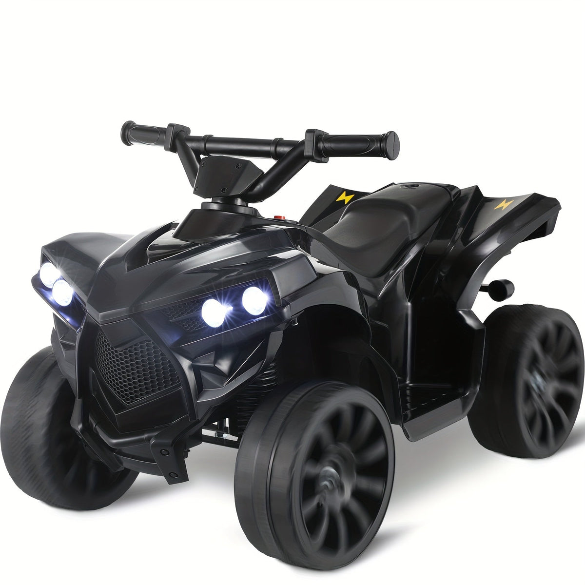 Kids Electric Quad ATV Ride-On Car with Headlights, Pedal Accelerator, All-Terrain Anti-Slip Tires, 55 lbs Capacity, 1.86 MPH Ride-On Toy for Boys and Girls Ages 3-6, Birthday/Christmas Gift, Blue/Black/Pink/Red