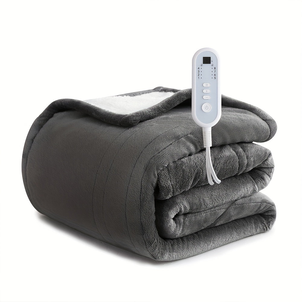 Electric Heated Blanket, Flannel, Extra Large, 8 Temperature Levels, 10-Hour Auto-Off, PTC+NTC Overheat Protection, Machine Washable – Available in Throw, Twin, Full, Queen, and King Sizes
