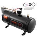 12V Onboard Air Compressor with Tank 90-120 PSI Auto Inflate Stop, 1.6 Gal Steel Tank Kit for Train Air Horn, Tire Inflation & Air Mattress – Universal Truck SUV Fit, Anti-Rust, Shock Absorbing