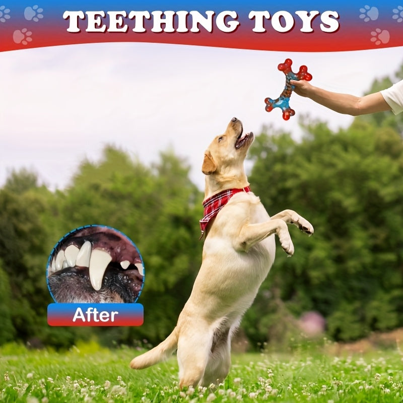Indestructible Dog Chew Toys for Aggressive Chewers, Large Breed Tough Nylon Dog Teething Toy, Durable Sturdy Boredom Relief Interactive Chew Toy Keeps Dogs Busy, Red, 1pc/2pcs/4pcs