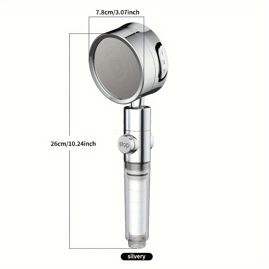 H37 Supercharged Filtered Showerhead - 3-Speed Adjustable, High Pressure, Adjustable Angle Bathroom Shower Head - Silvery, Black, Grey & White (Head Only)