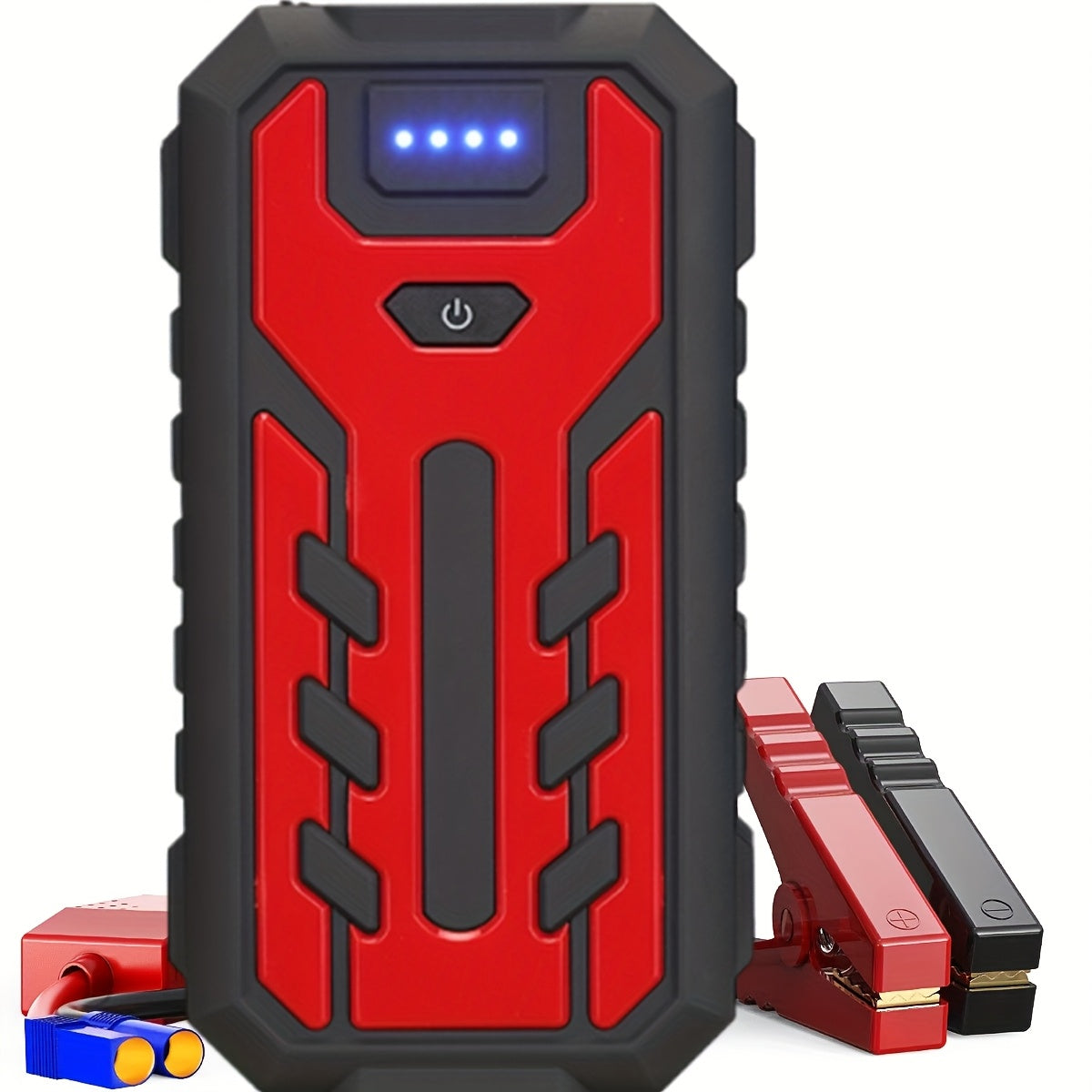 Portable Car Jump Starter Kit Multi-Function 12V Battery Booster with LED Flashlight, SOS Rescue Light, and Air Pump for Cars, Trucks, and Emergency Power Accessories