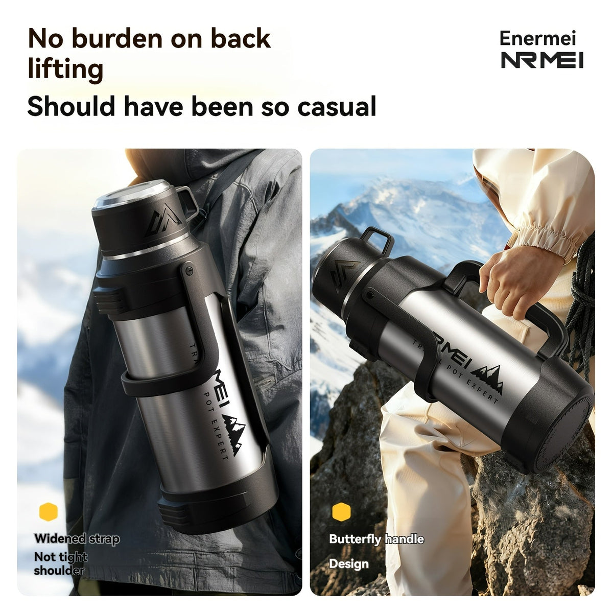 Large Stainless Steel Thermos Flask - 48-Hour Insulation, Handle & Cup Lid, Tea Storage Compartment, Multiple Sizes 1200ml to 4000ml for Outdoor & Camping