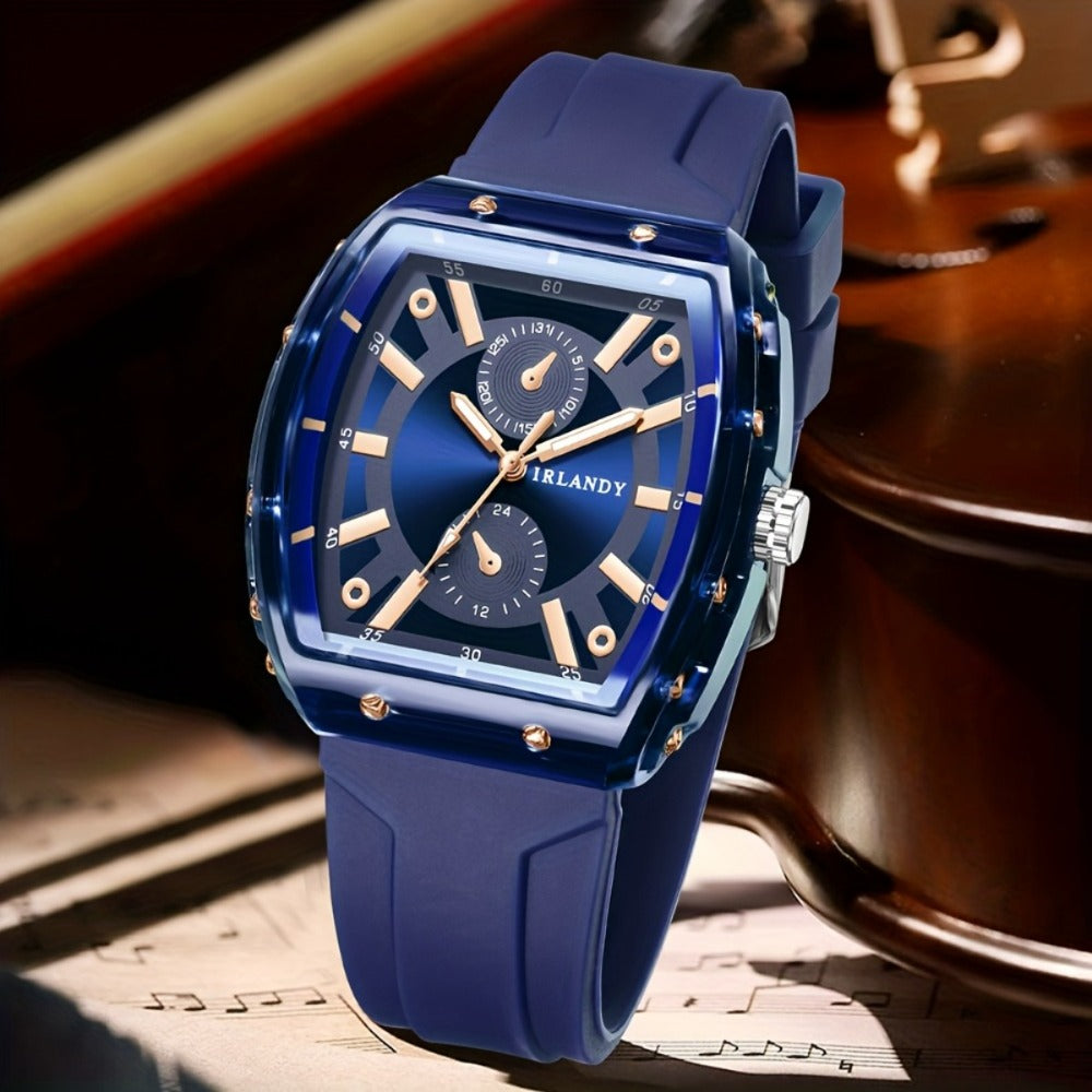 Men's Minimalist Quartz Watch with Silicone Strap - Round Dial Alloy Case Fashion Casual Sports Business Wristwatch for Men, 5 Colors: White, Black, Green, Blue, Brown