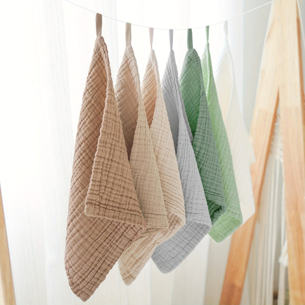 Baby Gauze Washcloths Handkerchief Towels, Soft Double-Layer Muslin Square Face Towels for Newborns & Infants, Gentle Drool & Burp Cloth for Boys & Girls, Baby Shower Gift