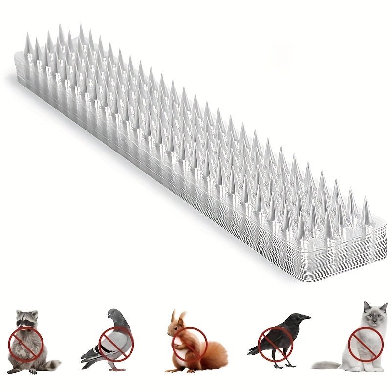 Bird & Cat Repellent Mats 5/10/20 Pack Transparent Spike Mat - Indoor Outdoor Animal Deterrent for Terrace, Garden, Roof, Fence, Courtyard - Easy Install Pet-Safe Repellent for Home, Business, Park