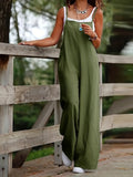 Women's Wide Leg Sleeveless Solid Color Jumpsuit Romper with Pockets Boho Casual Overalls 10 Colors S-XXL