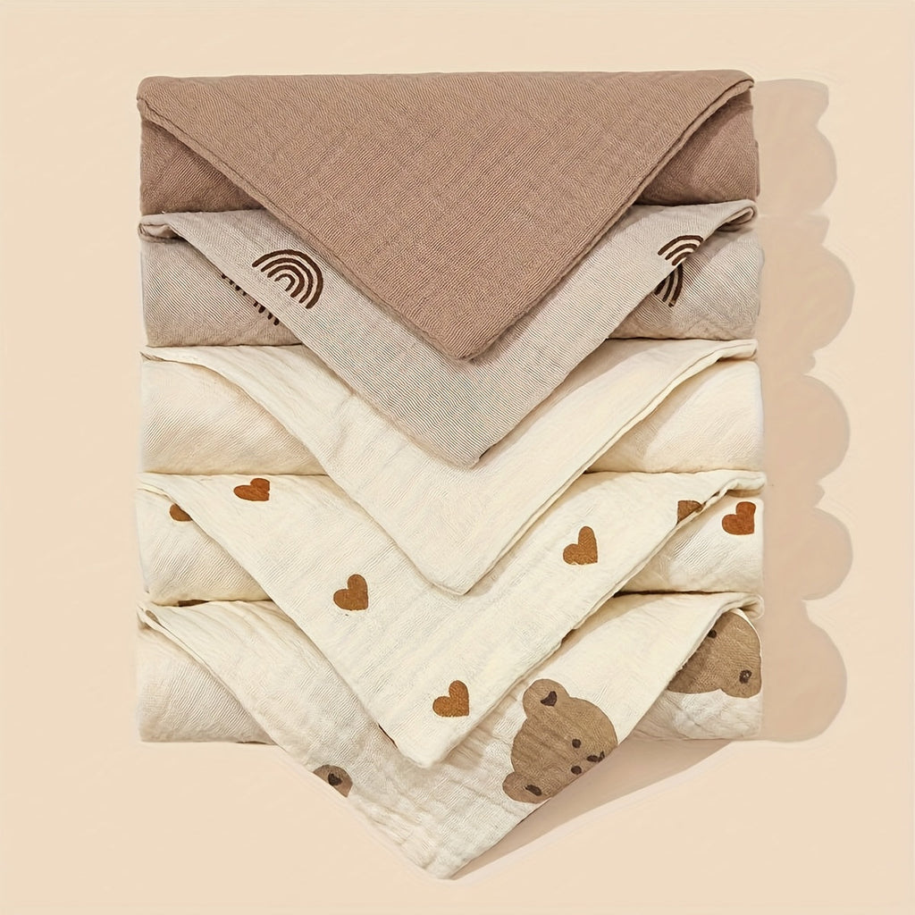5-Pack Soft Baby Drool Bibs & Newborn Dribble Bibs, Absorbent Baby Burp Cloths & Infant Small Towels for Boys & Girls, Essential Newborn Bib Set