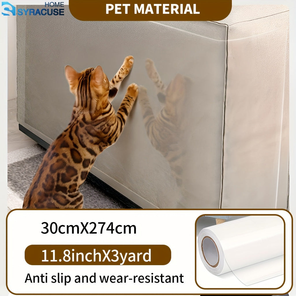 Anti-Cat Scratch Tape Transparent Self-Adhesive Furniture Protector - 3 Yard Roll Cat Scratch Deterrent Film for Sofa, Couch, Doors & Carpet - 4 Width Options (5.9", 11.8", 17.7", 23.6")
