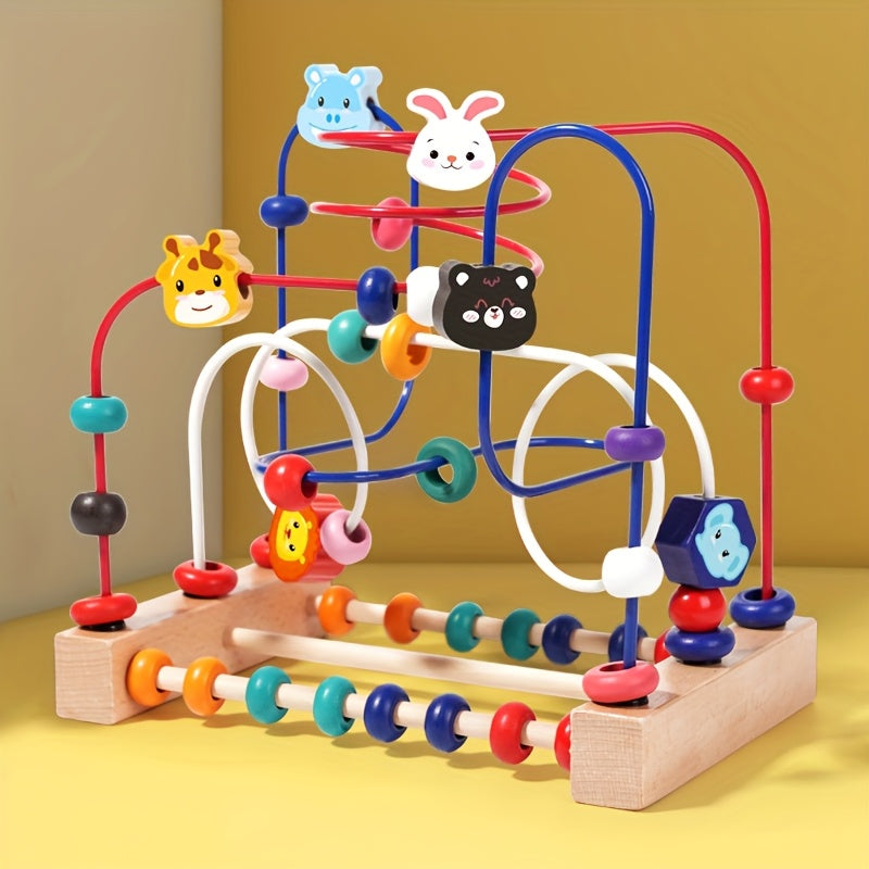 Animal Bead Maze Toy for Toddlers, 3-Line Preschool Education Puzzle Toy for Hand-Eye Coordination & Brain Development, Fun Learning Activity for Boys & Girls