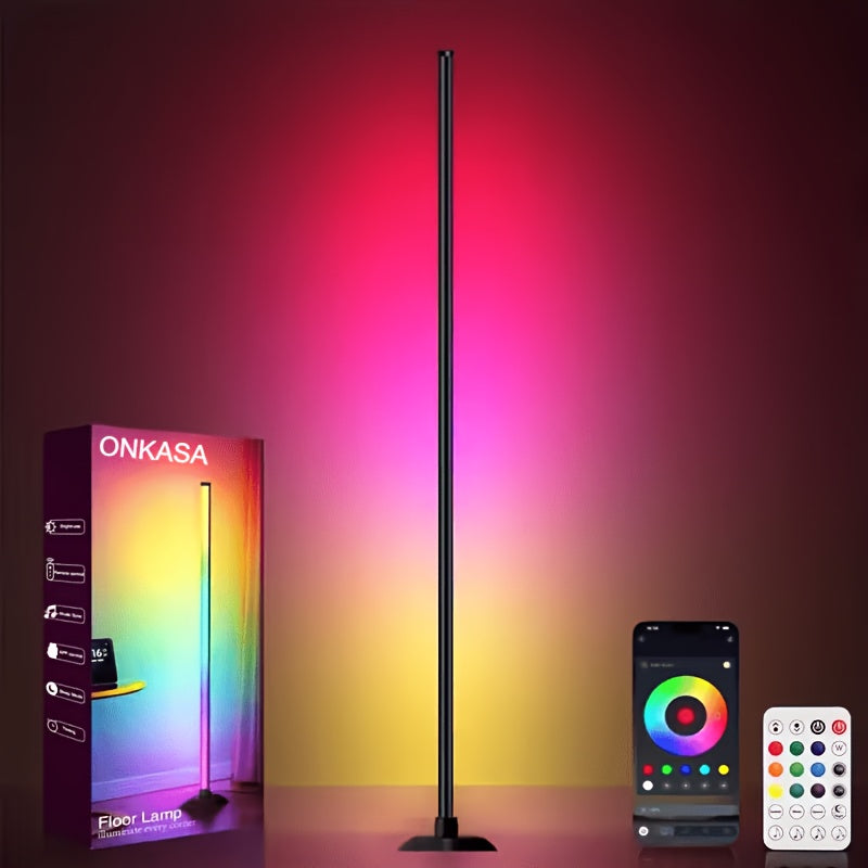 Smart RGBICB LED Floor Lamp with App and Remote Control, Color-Changing Corner Mood Lighting for Living Room, Bedroom, Gaming Room, Office, Home Decor, Birthday, and Christmas Gift