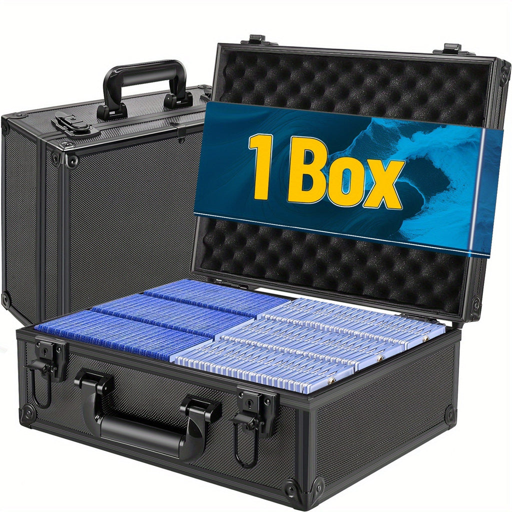 Trading Card Storage Box with Lock, Holds 600+ 3x4 35PT Rigid Top Loaders, Sports Card Organizer Case for Pokémon, MTG, Yu-Gi-Oh!, Baseball, Football, Standard and Mini Size Options