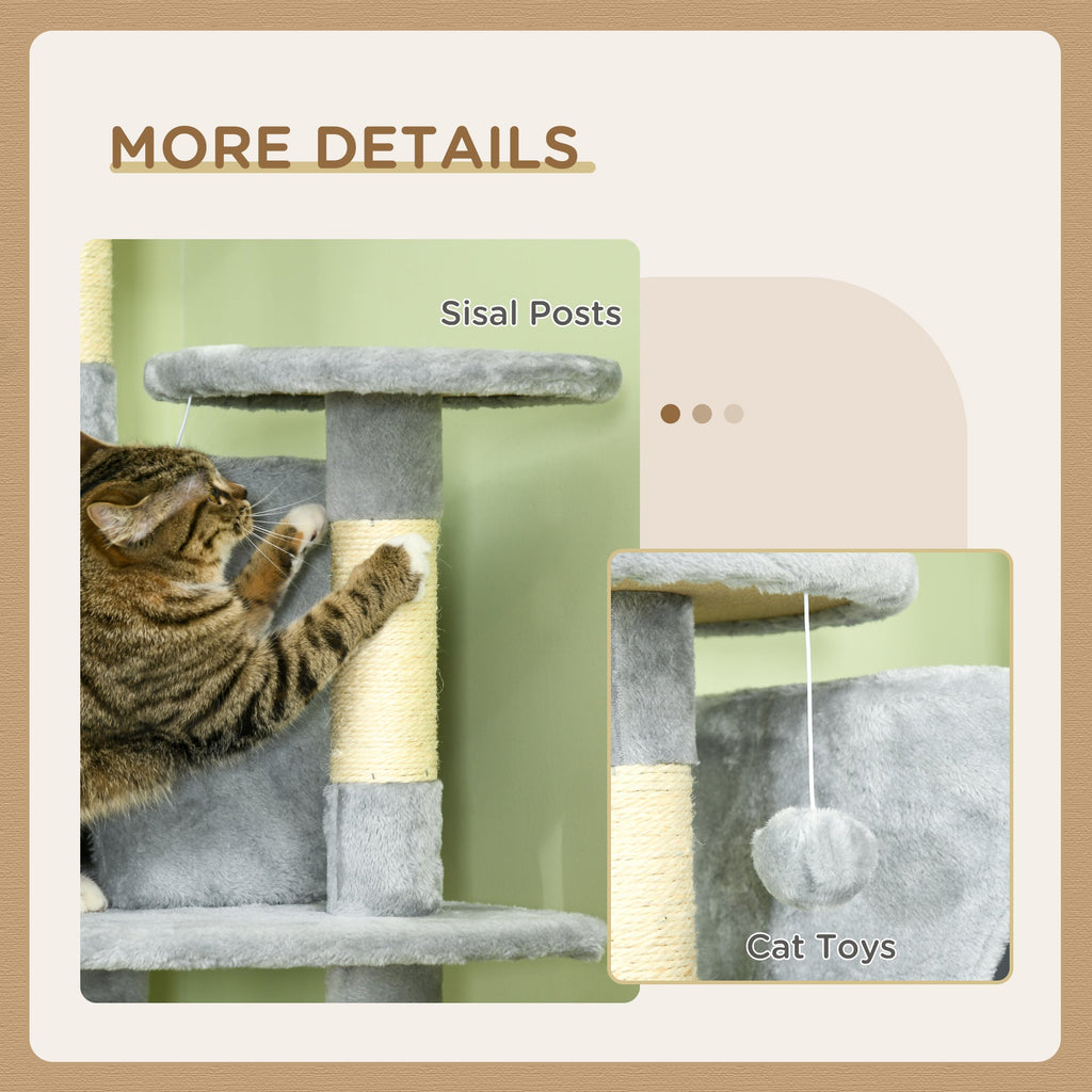 79" Large Cat Tree Tower with 2 Condos, Hammock, Sisal Scratching Posts, Plush Perches & Top Bed, Particle Board, for Cats Under 10 lbs, Indoor Cats & Kittens, 23.6"x23.6"x78.7"