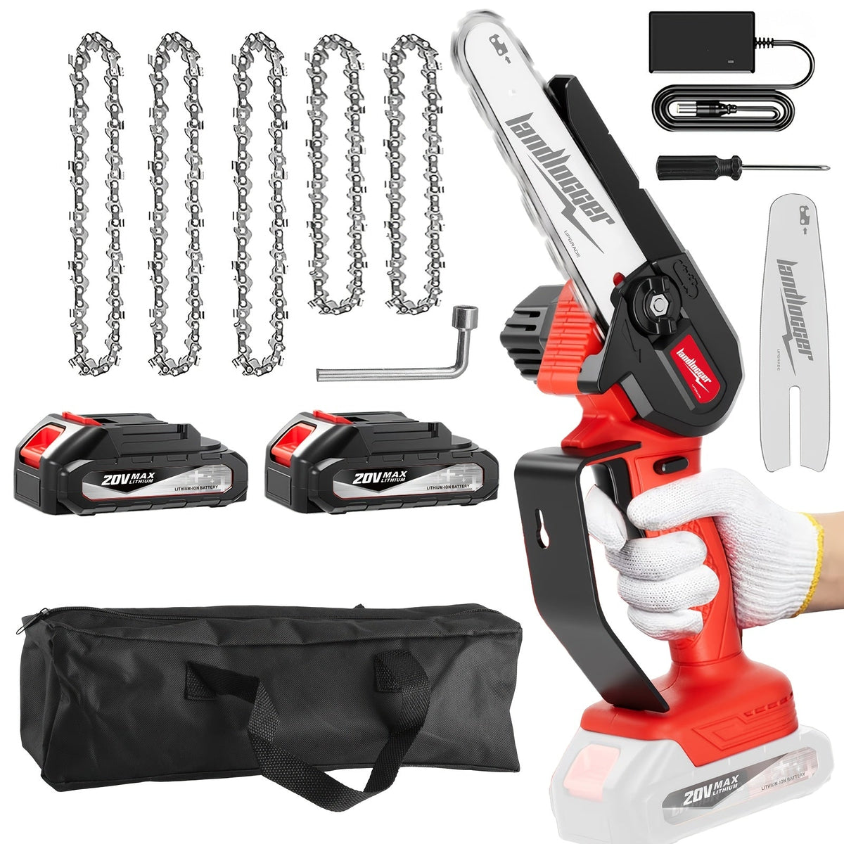 6-Inch Cordless Mini Chainsaw, Battery-Powered Electric Chainsaw with Safety Guard, Adjustable Chain, and Ergonomic Grip for Tree Trimming, Branch Cutting, and Yard Work - Gift for DIY Home Garden and Outdoor Use
