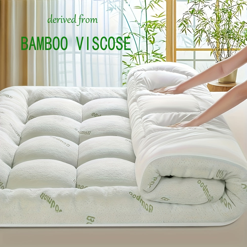 Cool Bamboo Mattress Topper - 450GSM & 1200GSM, 8–21" Deep Pockets - Twin, Full, Queen, King, Cal King & Twin XL - Home, Hotel & Dormitory Bedding - Bamboo Blue