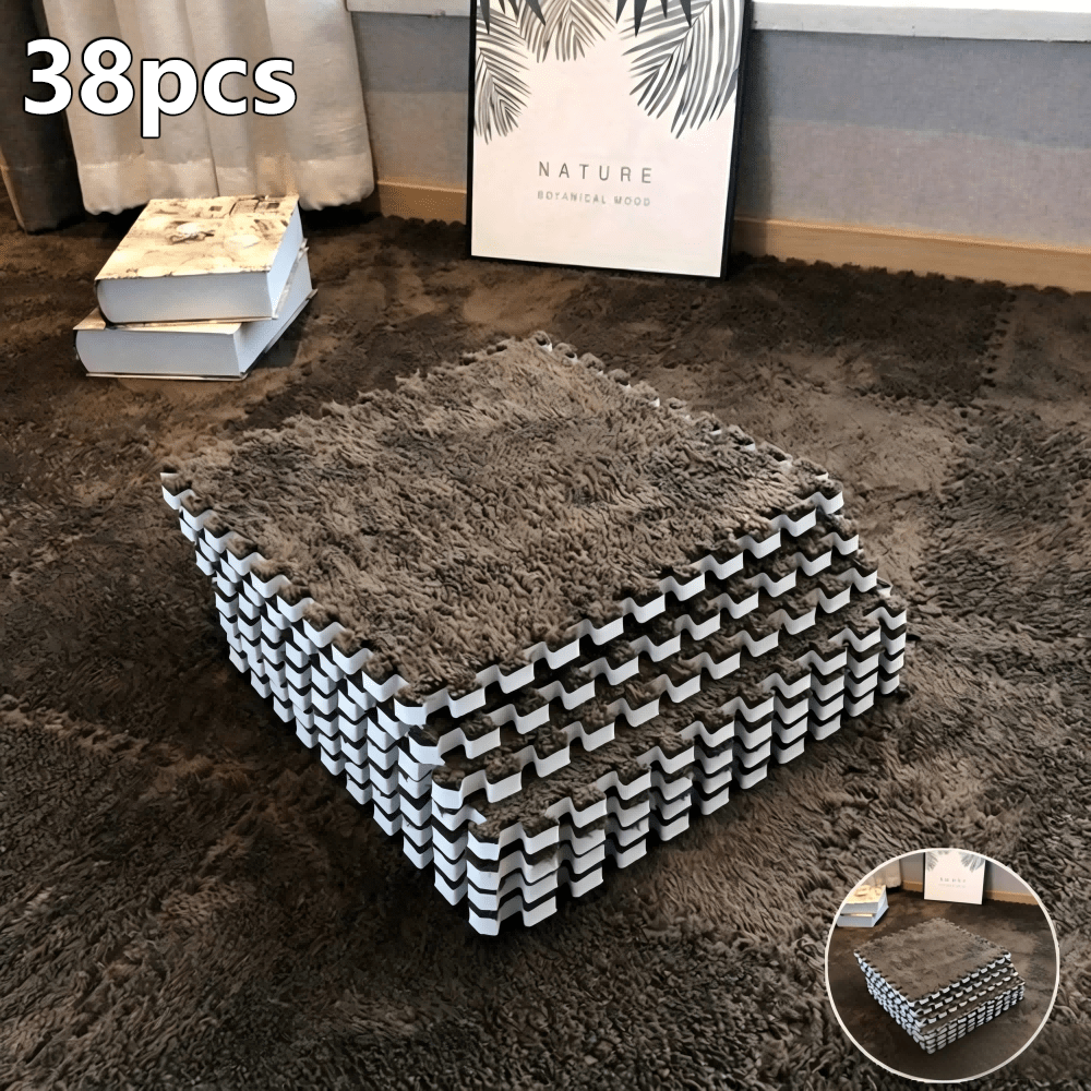 38 Pcs EVA Foam Patchwork Floor Mat Tiles Non-Slip Impact Resistant Interlocking Carpet for Living Room Bedroom Bay Window & Fitness – 8 Colors