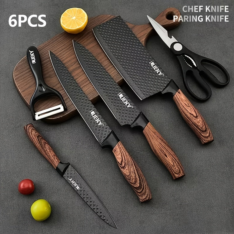 Professional Kitchen Knife Set - High Carbon Stainless Steel, Super Sharp, Anti-Stick Ergonomic Wooden Handle - Chef's Knife, Slicing Knife, Scraper & Scissors - 6, 7 & 8-Piece Gift Box Sets