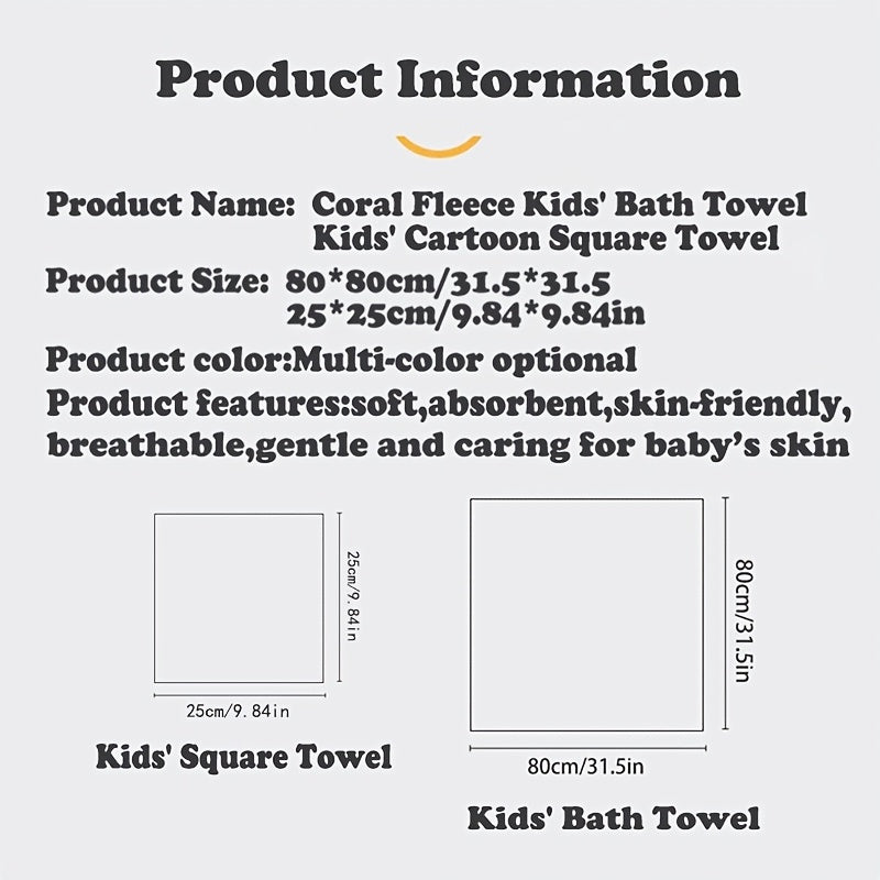 Baby Hooded Bath Towel 3-Piece Set, 1 Soft Absorbent Hooded Towel + 2 Cartoon Hand Towels, Non-Shedding Infant Bath Set, 7 Cute Animal Designs Including Duck Elk Koala Panda Rabbit Dinosaur & Penguin