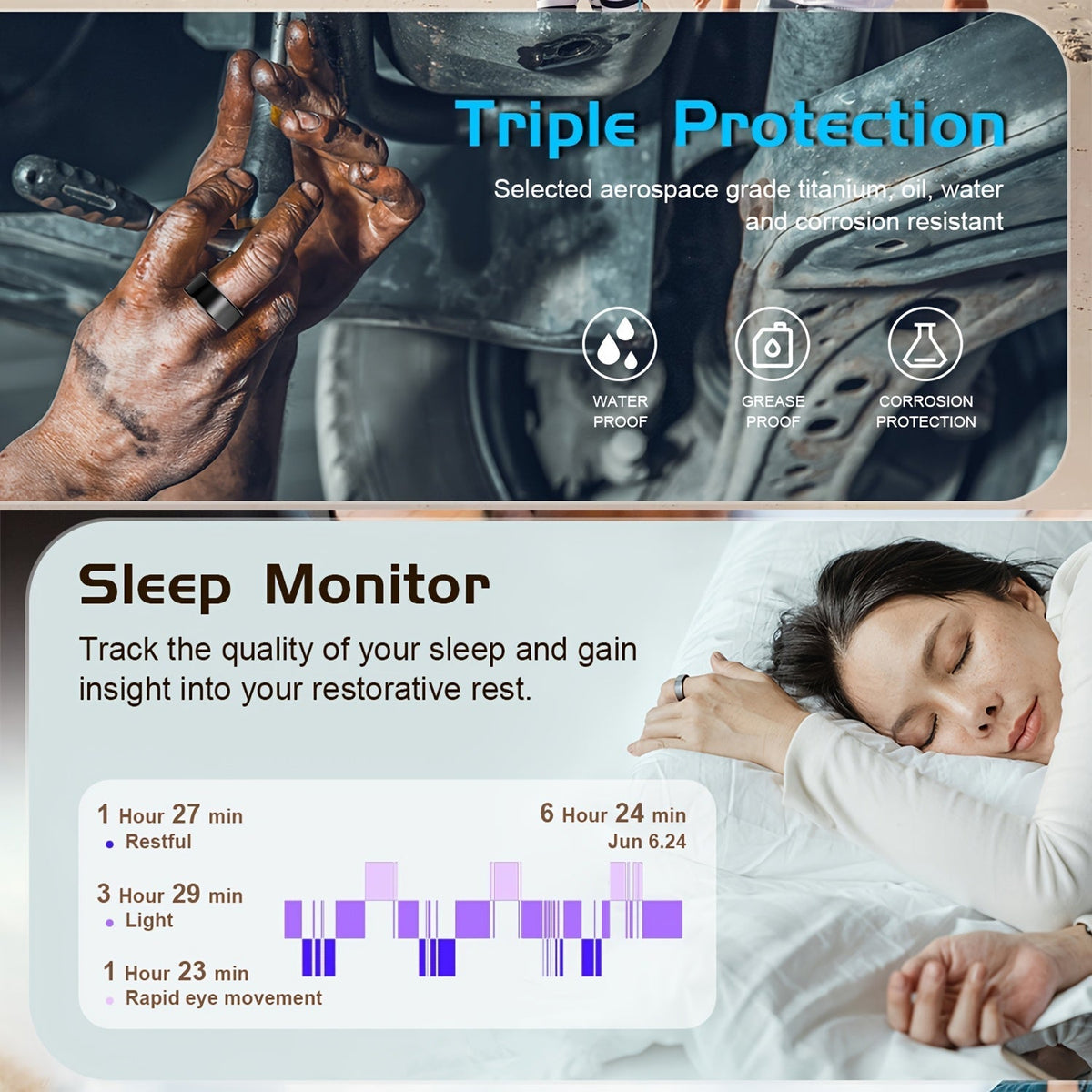 Smart Ring for Women – Fitness Tracker with Heart Rate, Sleep Monitor, Stress & Menstrual Tracking, 100+ Sports Modes, IP68 Waterproof, No Subscription, Compatible with iPhone & Android