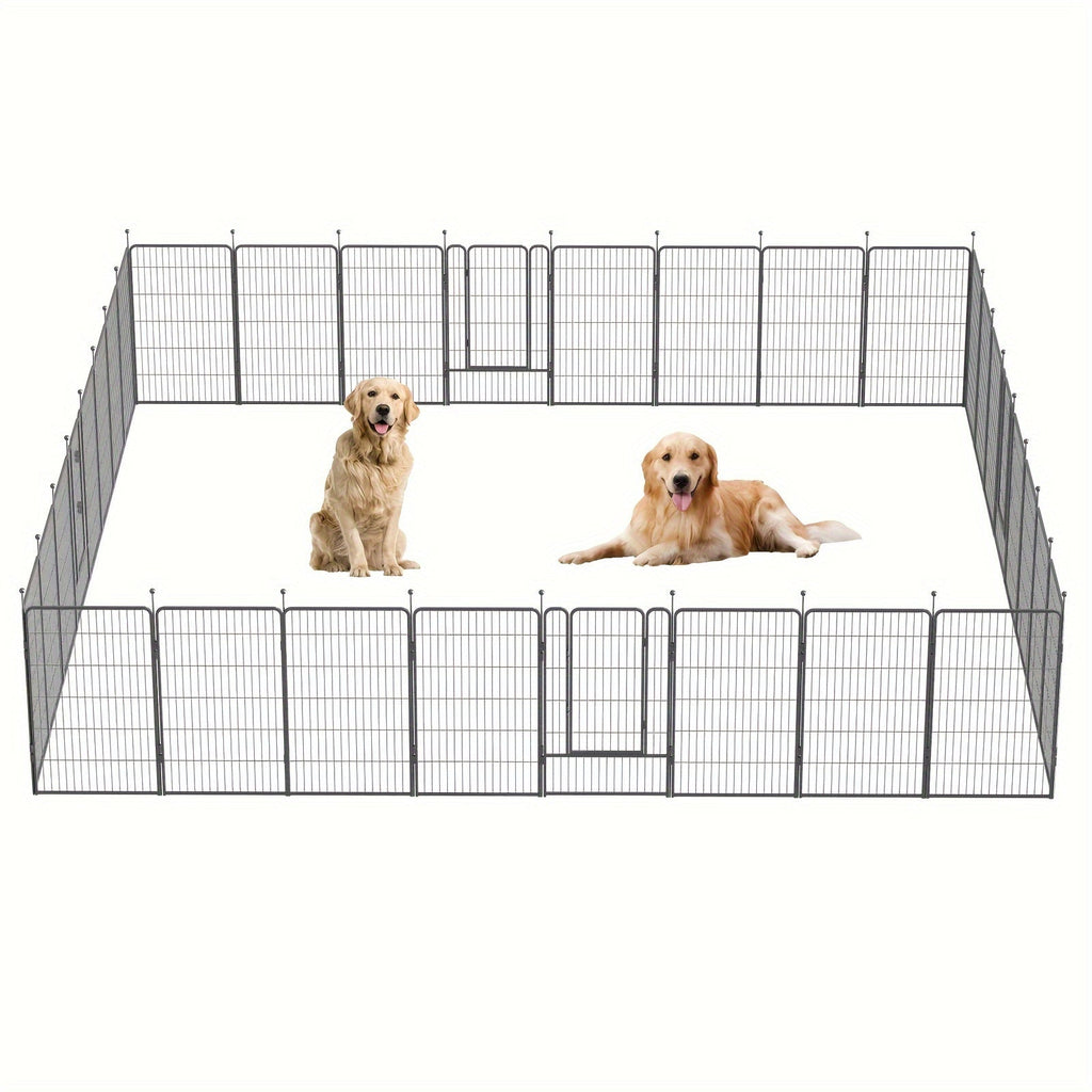 Outdoor Dog Playpen, 8-Panel, 32-Inch, Hammered Finish – Pre-Assembled Garden Dog Enclosure for Small to Medium Dogs, Yard Fence Barrier, Expandable Animal Pen