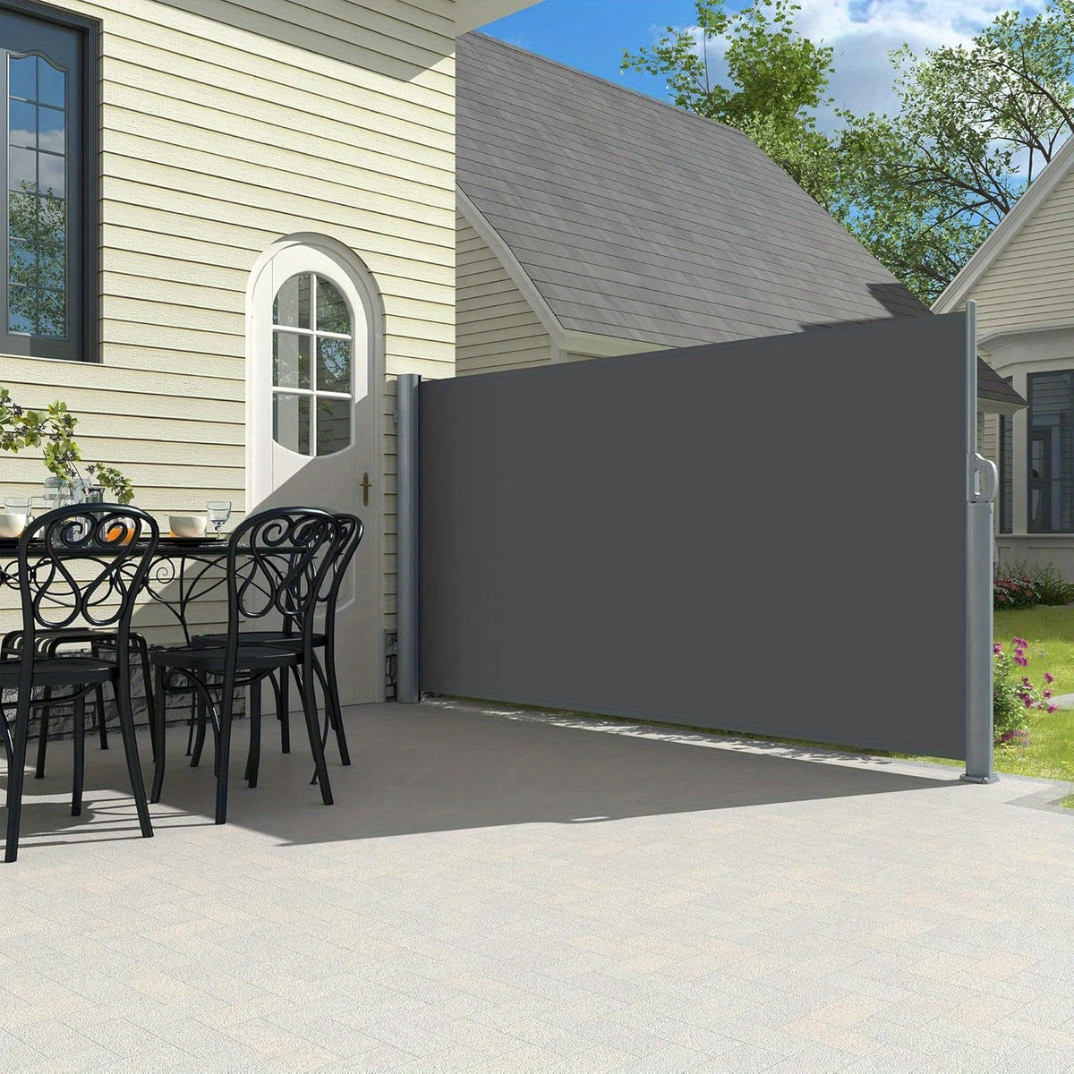 Retractable Side Awning Patio Privacy Divider 118"/236" x 71" Water & UV Resistant 280g/m² PU Polyester Aluminum Frame for Garden Backyard Balcony Terrace & Office – Space-Saving Folding Wind Screen