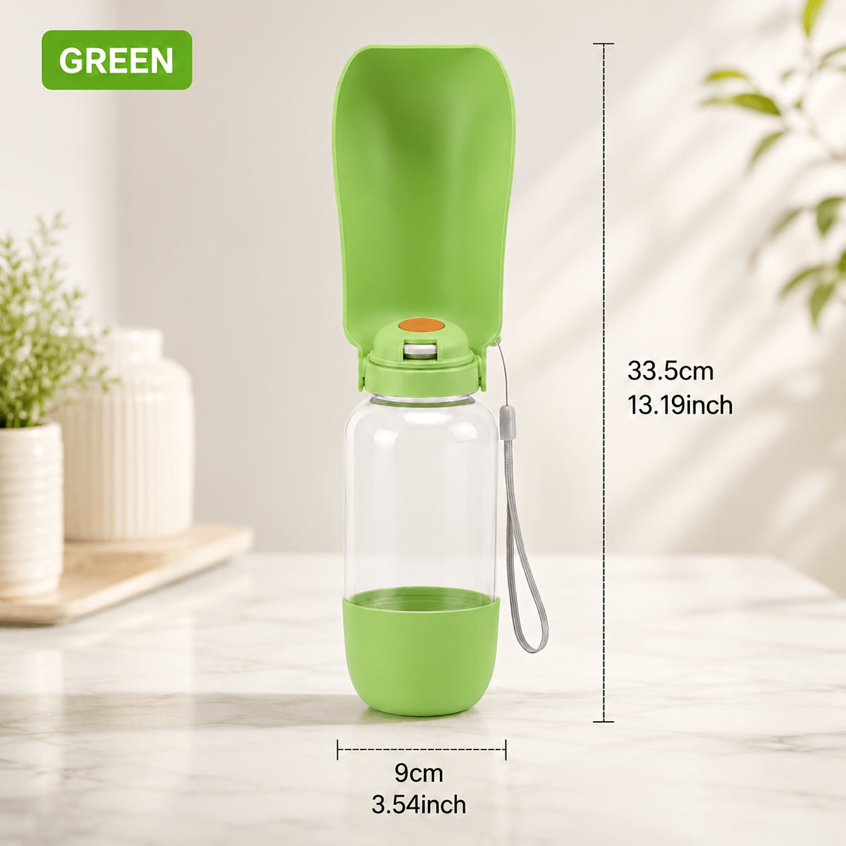 Portable Pet Water Bottle with Lanyard 2-in-1 Leak-Proof Water & Food Dispenser for Dogs & Cats - Compact Travel Water Cup for Outdoor Walks Hiking Camping - Lightweight Dog Cat Water Bottle