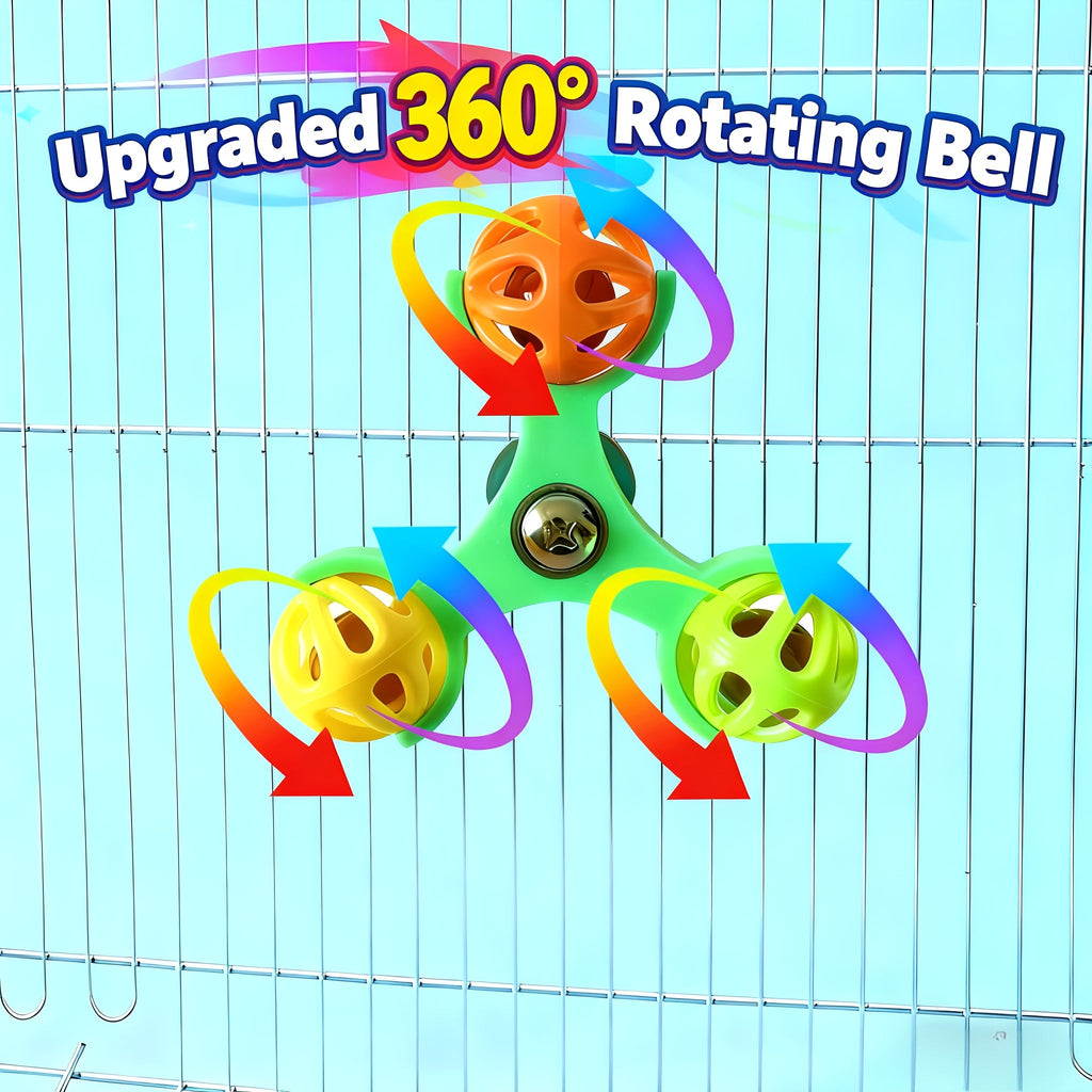 Parrot Rotating Bell Toy 360-Degree Spinning Puzzle Enrichment Anti-Boredom Bird Cage Accessory for Budgies, Cockatiels, Conures, and Lovebirds (Blue, Green, Yellow, Orange, Pink)