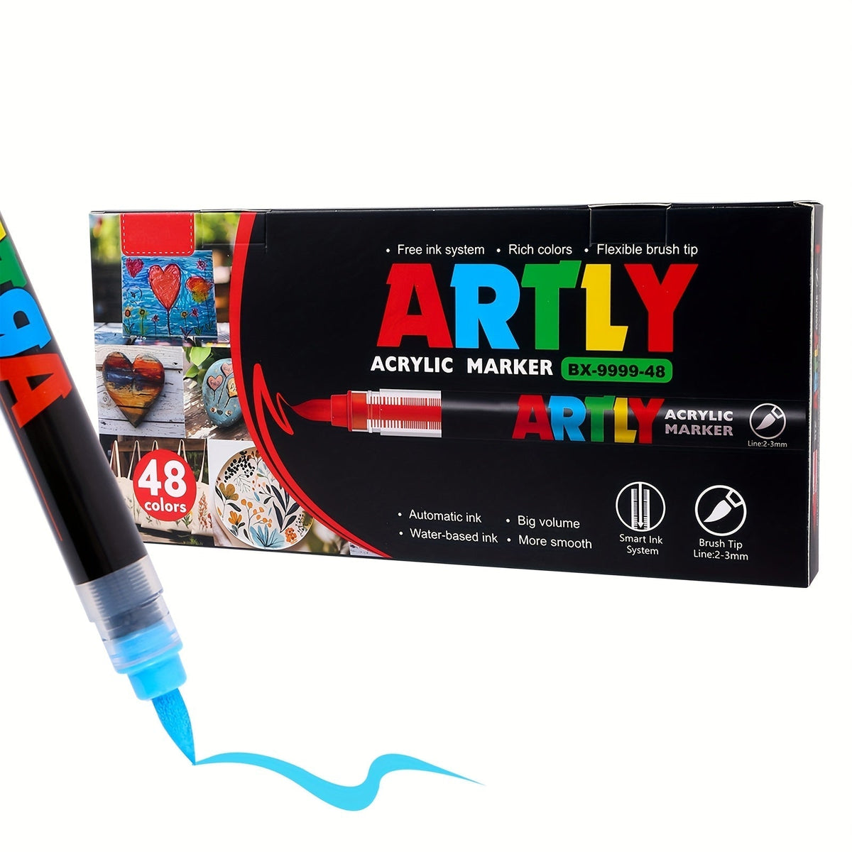 Acrylic Paint Markers Brush Tip – 12/24/36/48/60/72/120/168 Colors for Rock, Metal, Glass, Wood, Canvas, Ceramic & Plastic, DIY Hand-Painting Art Supplies, Back to School, Halloween, Christmas, Birthday Gift
