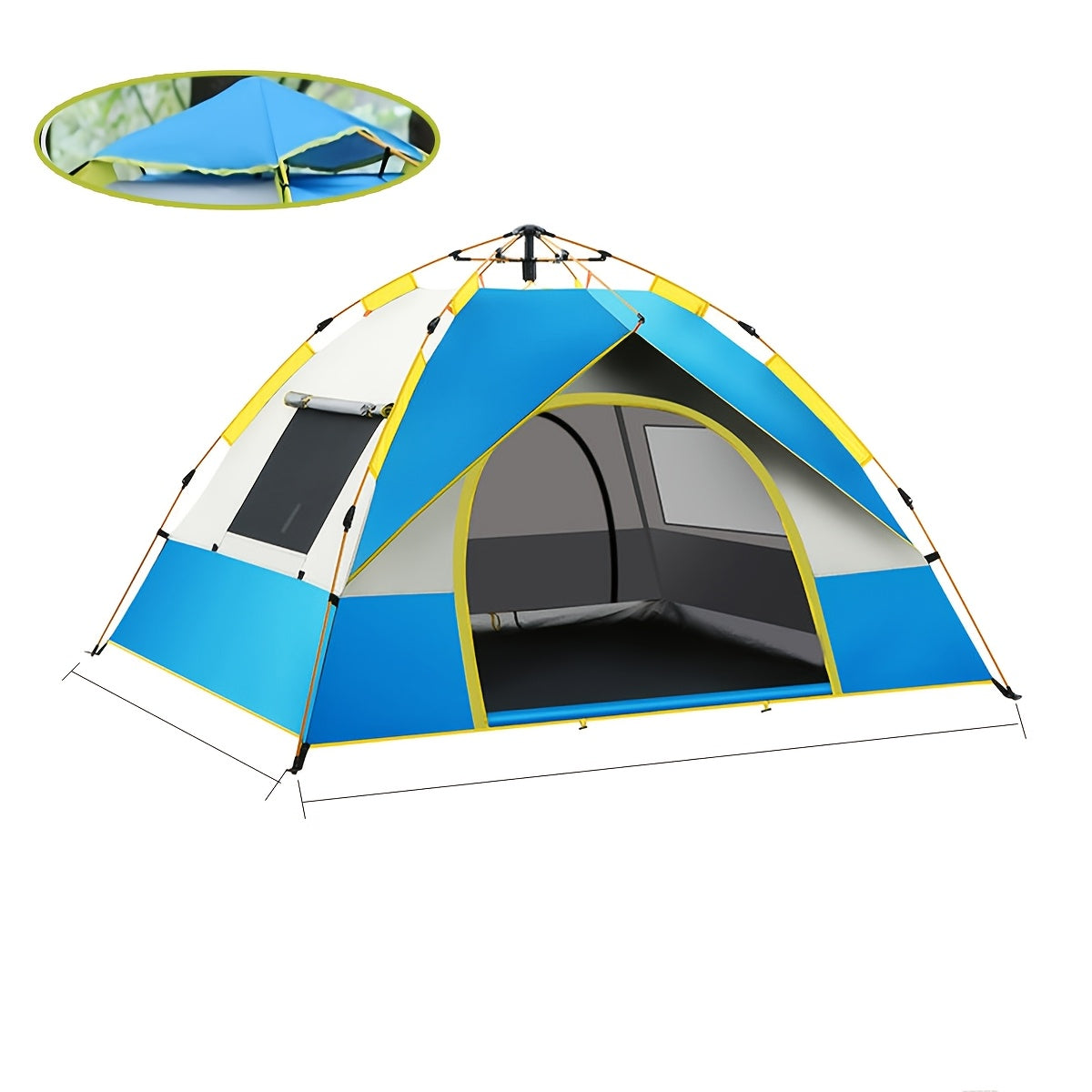 4-Person Pop-Up Camping Tent, Instant Setup with UV Protection, Insect Netting & Sunshade, Automatic Family Tent in Dark Green for Beach, Park, Camping, Hiking, and Outdoor Adventures, Featuring Sturdy Zippers & Support Poles