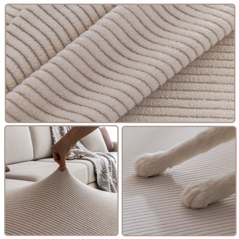 Elastic Sofa Cover - All-Season, Non-Slip Modern Sofa Protector for Sofa Back, Arm, Single, 2, 3 & 4-Seater & L-Shaped - Off White, Deep Gray, Light Grey, Coffee & Green