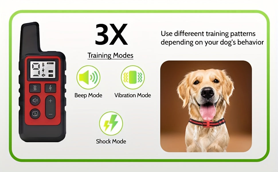 9-Level Remote Dog Training Collar – Rechargeable E-Collar with Shock, Vibration & Tone Modes, 500M Range, Adjustable for Small, Medium, and Large Dogs, Safe Electronic Bark Control