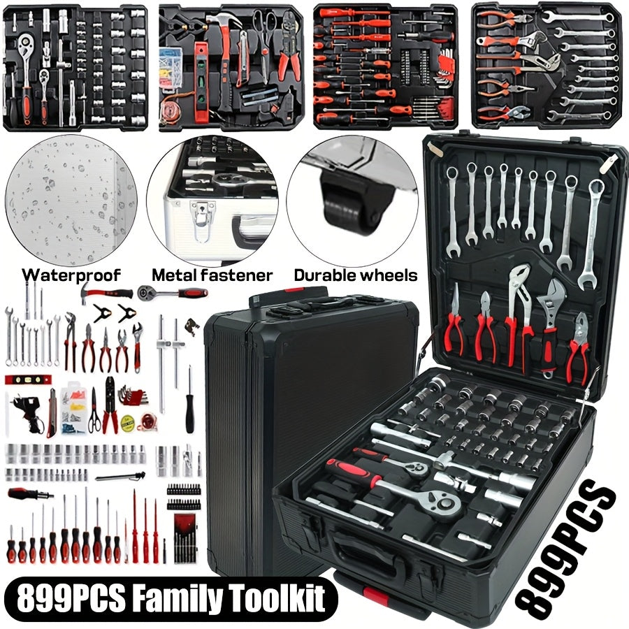 899-Piece Home & Automotive Tool Kit with Storage Box & Socket Wrench Set for Mechanics, DIY Repairs, Woodworking & Craft – Comprehensive All-in-One Toolbox for Home, Garage & Workshop