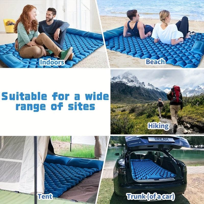 Self-Inflating Sleeping Pad, Ultralight Nylon TPU Camping Mat, Built-In Pump, Single & Double Person Options, Compact Portable Sleeping Mat for Camping, Hiking, Backpacking, Travel, and Picnics, Orange & Blue
