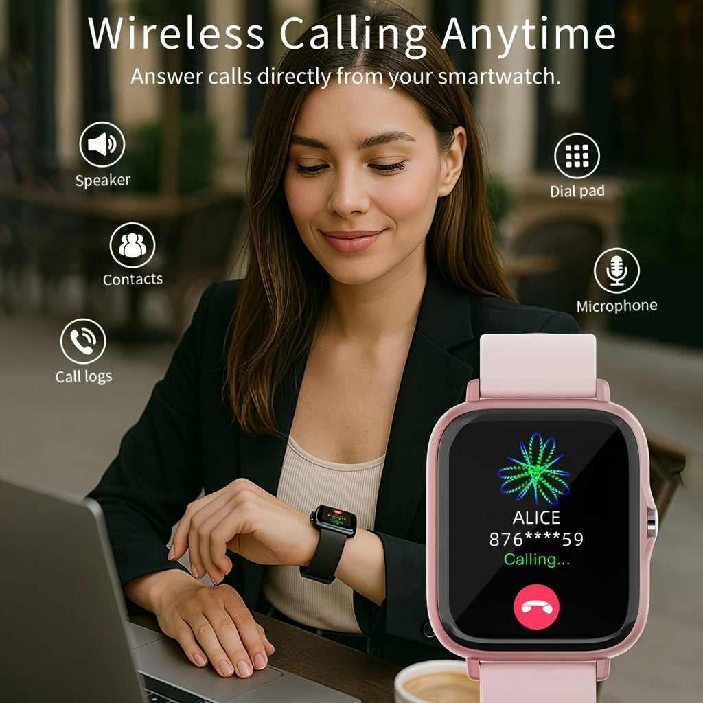 2026 Unisex Smartwatch with Wireless Calling, Dialing, Multiple Sports Modes, Heart Rate Monitoring, Message Notifications, Multi-App Alerts, Fitness Tracker for Men and Women, Compatible with iPhone and Android