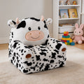 Kids 2-in-1 Convertible Flip-Out Sofa Bed Plush Faux Fur Toddler Couch 27.56×17.72×15.75 In Playroom & Nursery – Black & White / Pink & White Cow Print